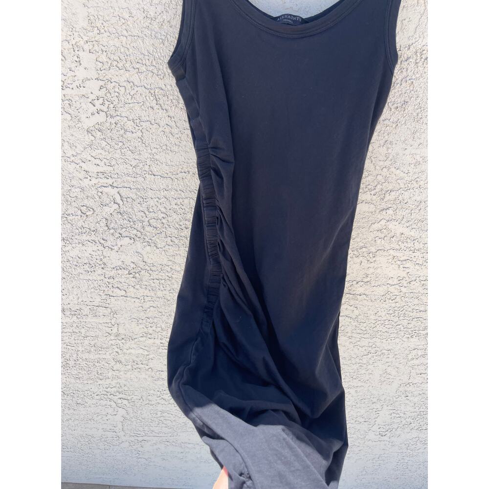 All Saints Black Ruched Midi Dress - Small - Picture 4 of 5